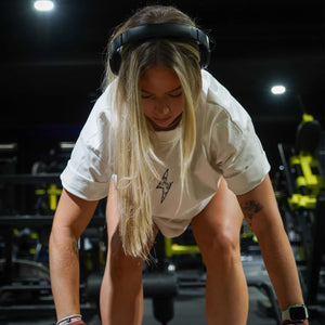 Oversized Unisex Bolt T-Shirt being worn in the Gym